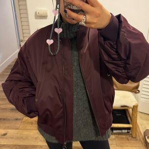 Zara burgundy bomber jacket